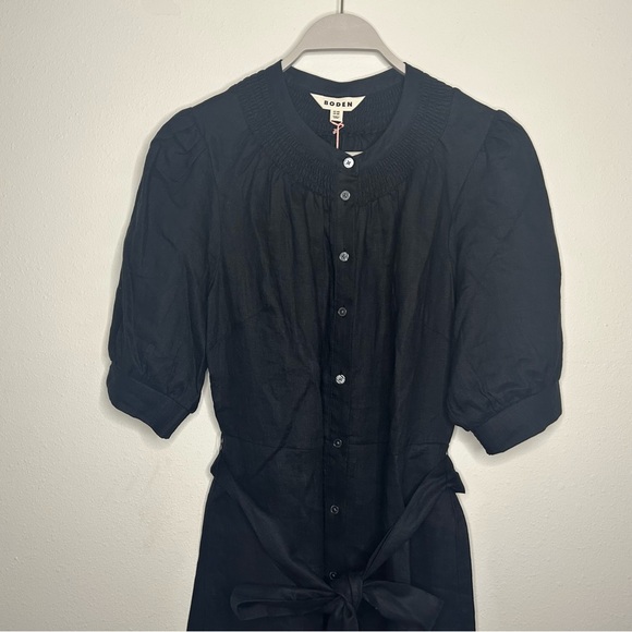 Boden US Size 12R Black Linen Midi Dress - Picture 3 of 16